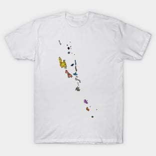 Spirograph Patterned Vanuatu Provinces Map T-Shirt